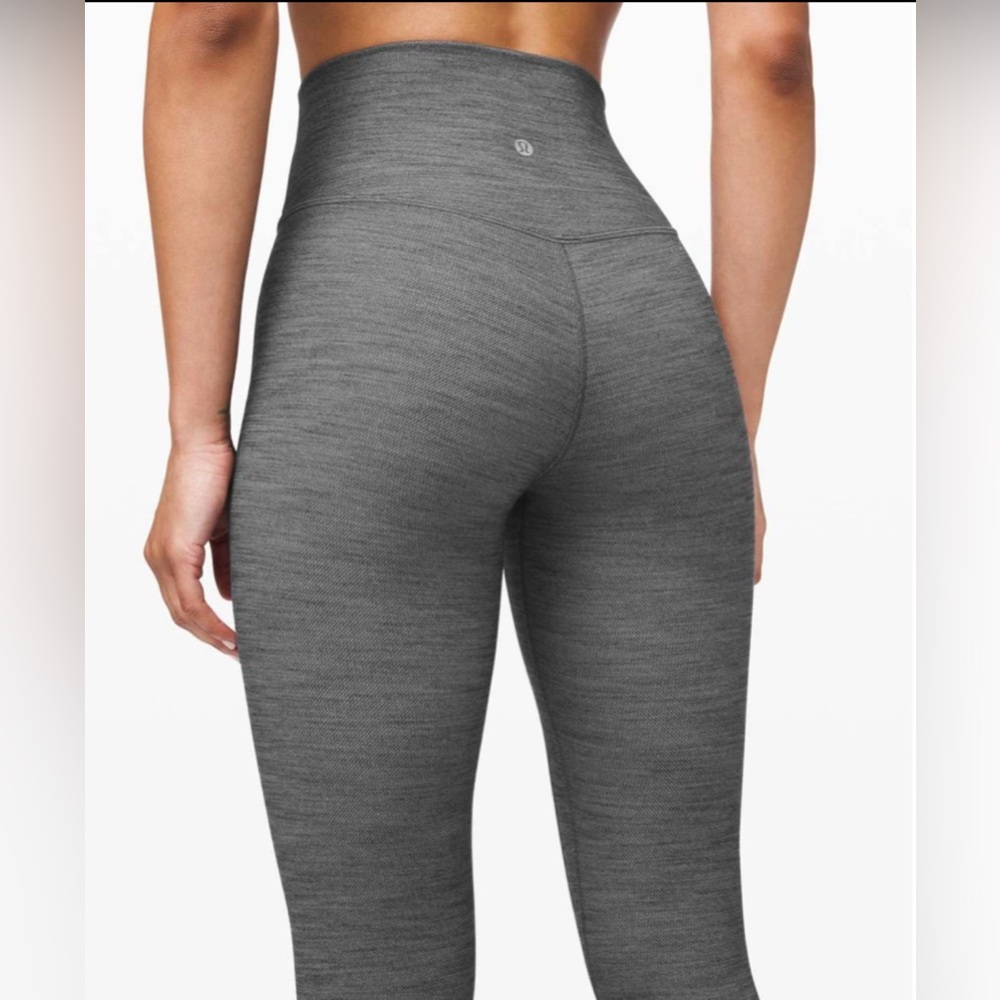 Lululemon Align Pant II 25" Mini Heathered Herringbone Gray Hi Rise Sz 2